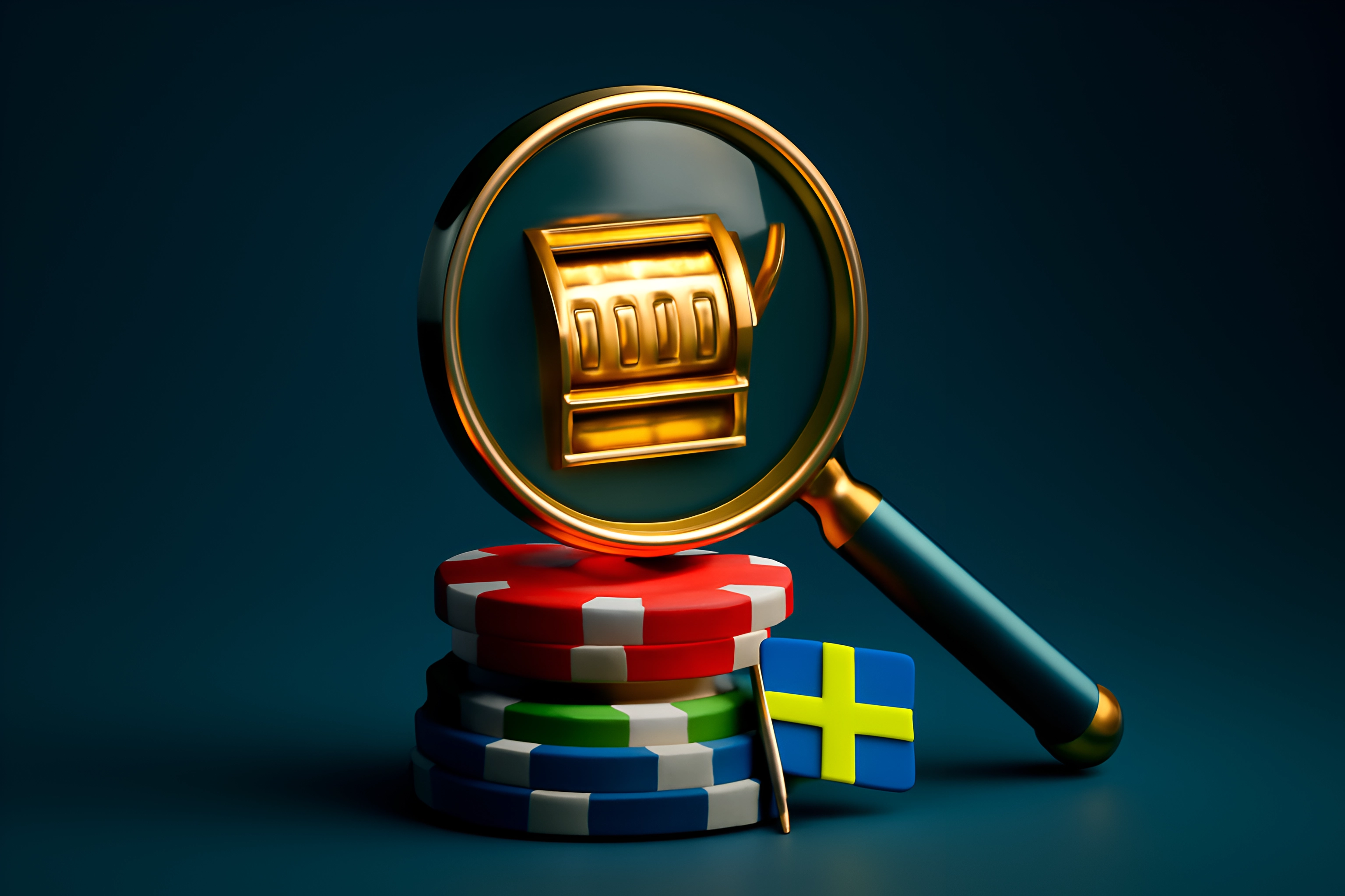 Magnifying glass on casino chips