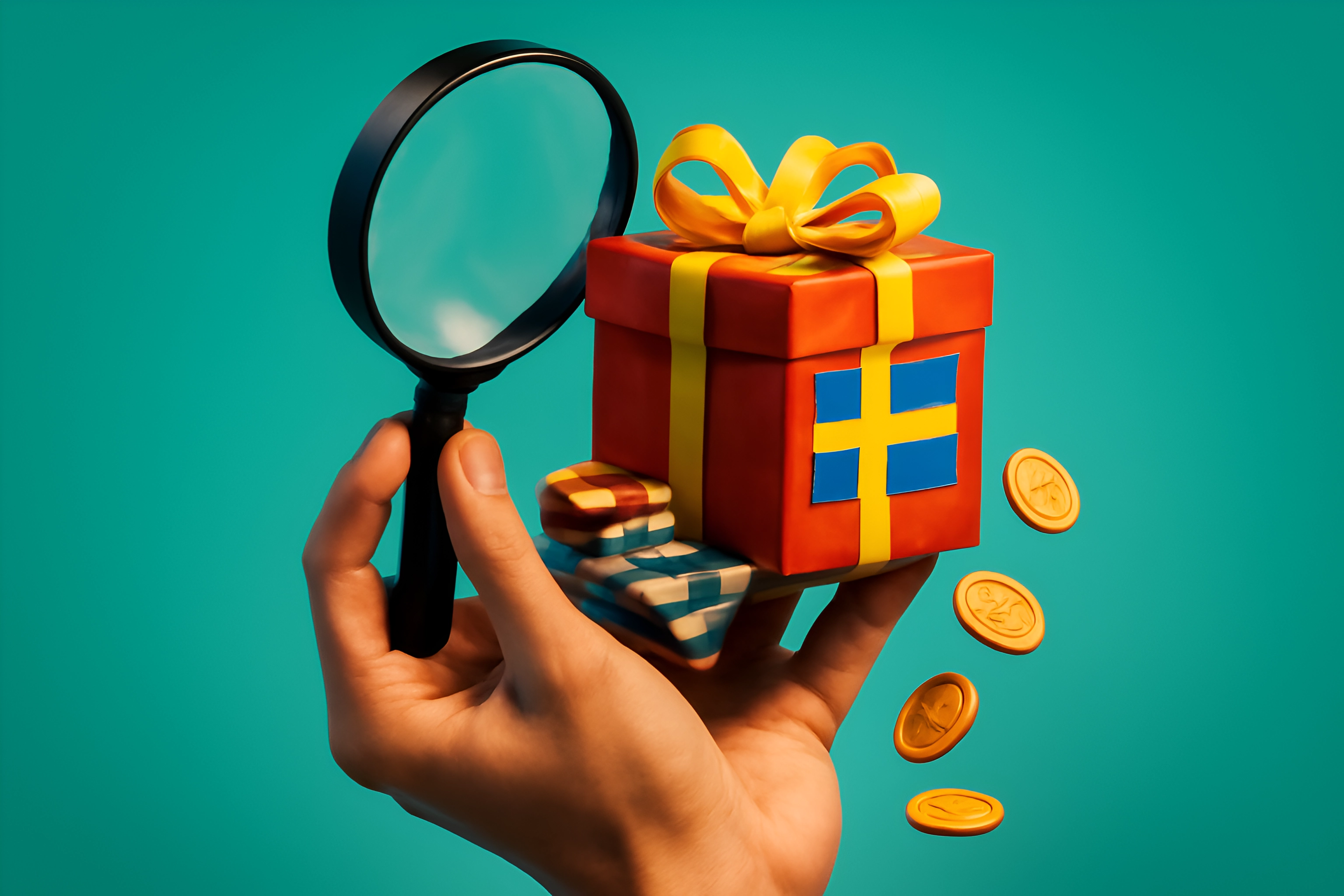 Gift box with magnifying glass
