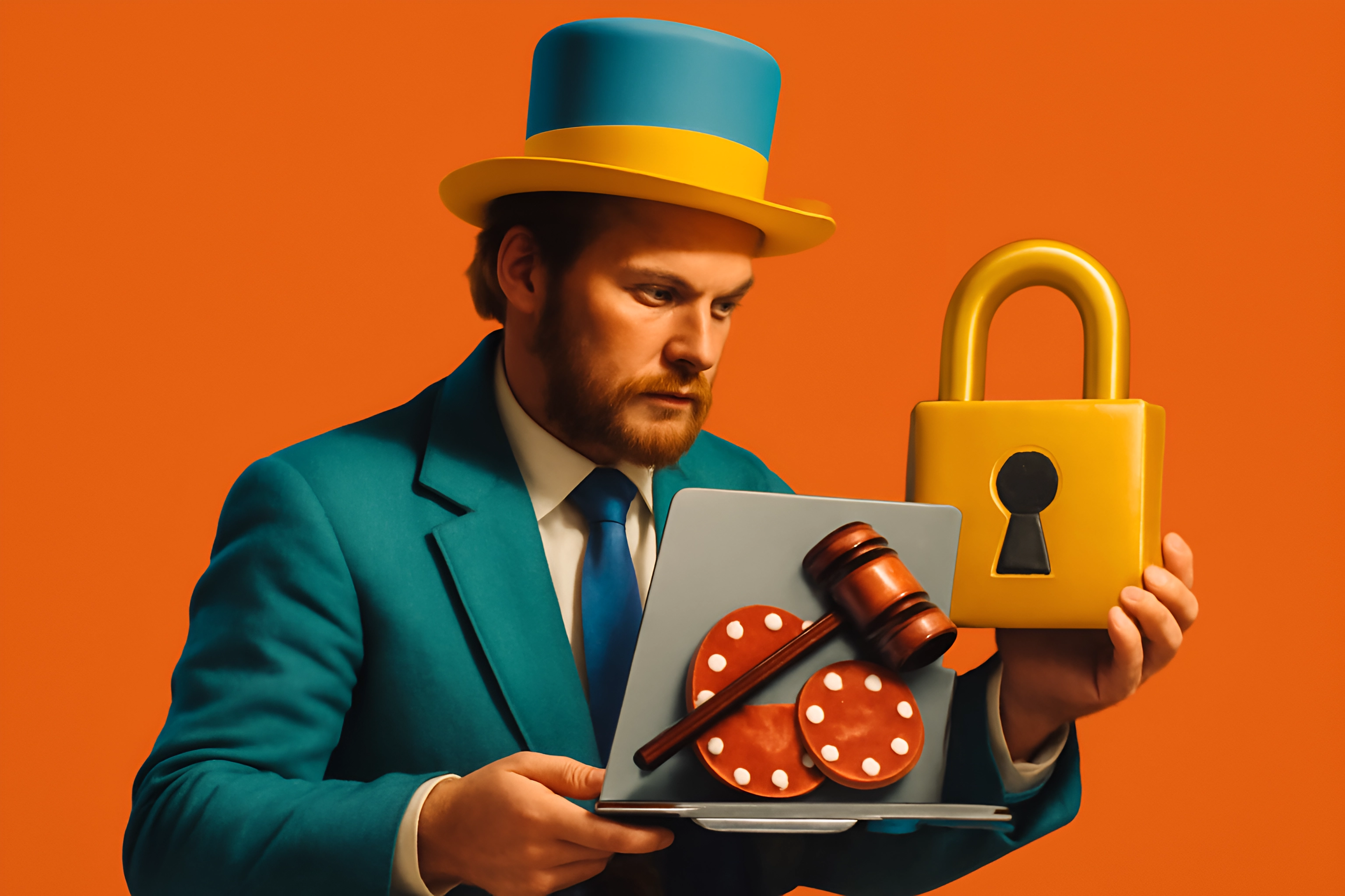 Man with gavel and padlock