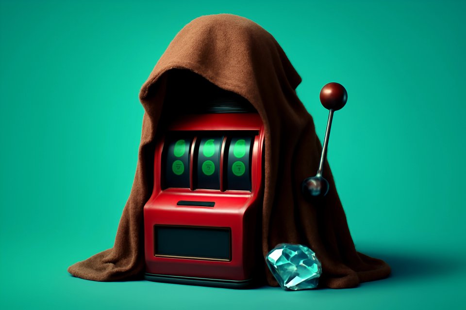 Spelautomat täckt med filt
